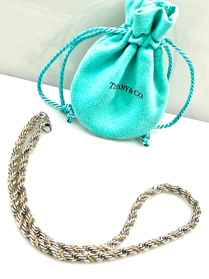 TIFFANY &amp; CO. STERLING SILVER AND 18K GOLD TWIST CHAIN NECKLACE