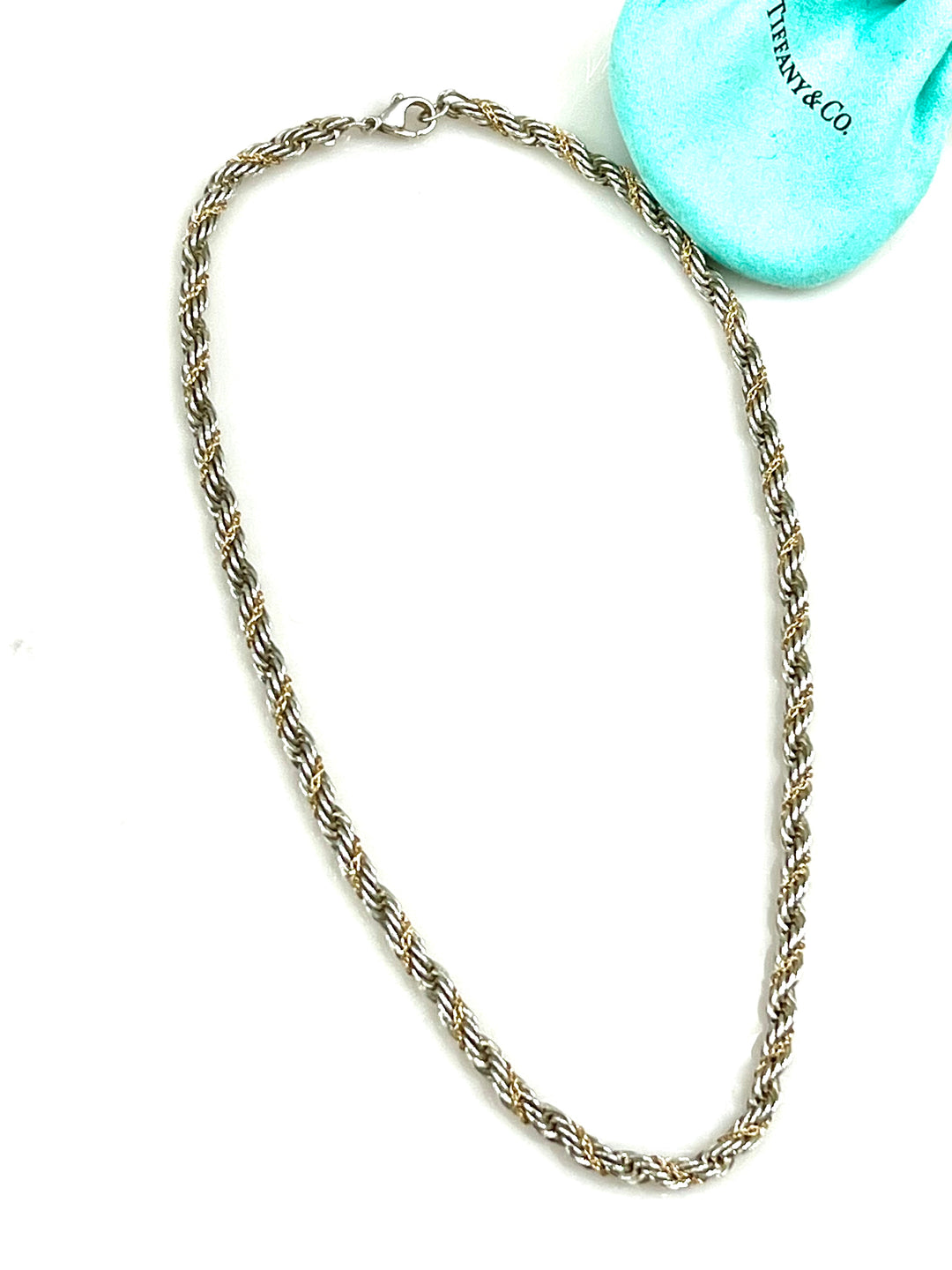 TIFFANY &amp; CO. STERLING SILVER AND 18K GOLD TWIST CHAIN NECKLACE