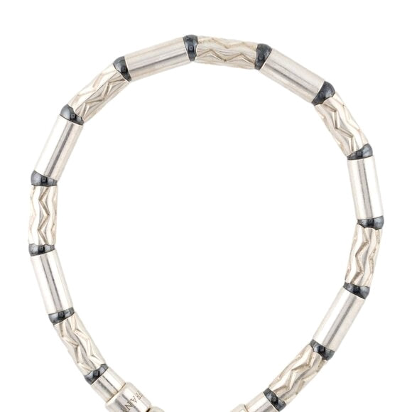TIFFANY &amp; CO. HEMATITE &amp; AZTEC CARVED STERLING SILVER BRACELET