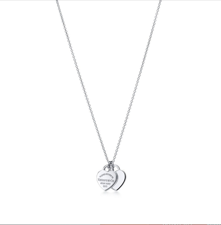 TIFFANY &amp; CO. RTT DOUBLE HEART STERLING SILVER NECKLACE