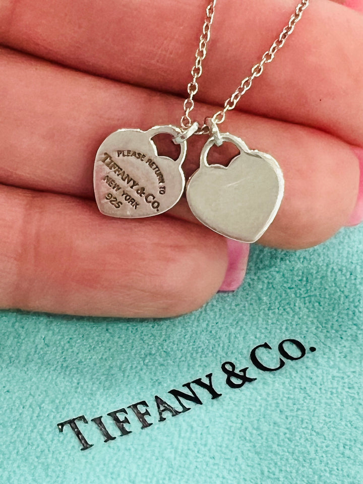 TIFFANY &amp; CO. RTT DOUBLE HEART STERLING SILVER NECKLACE