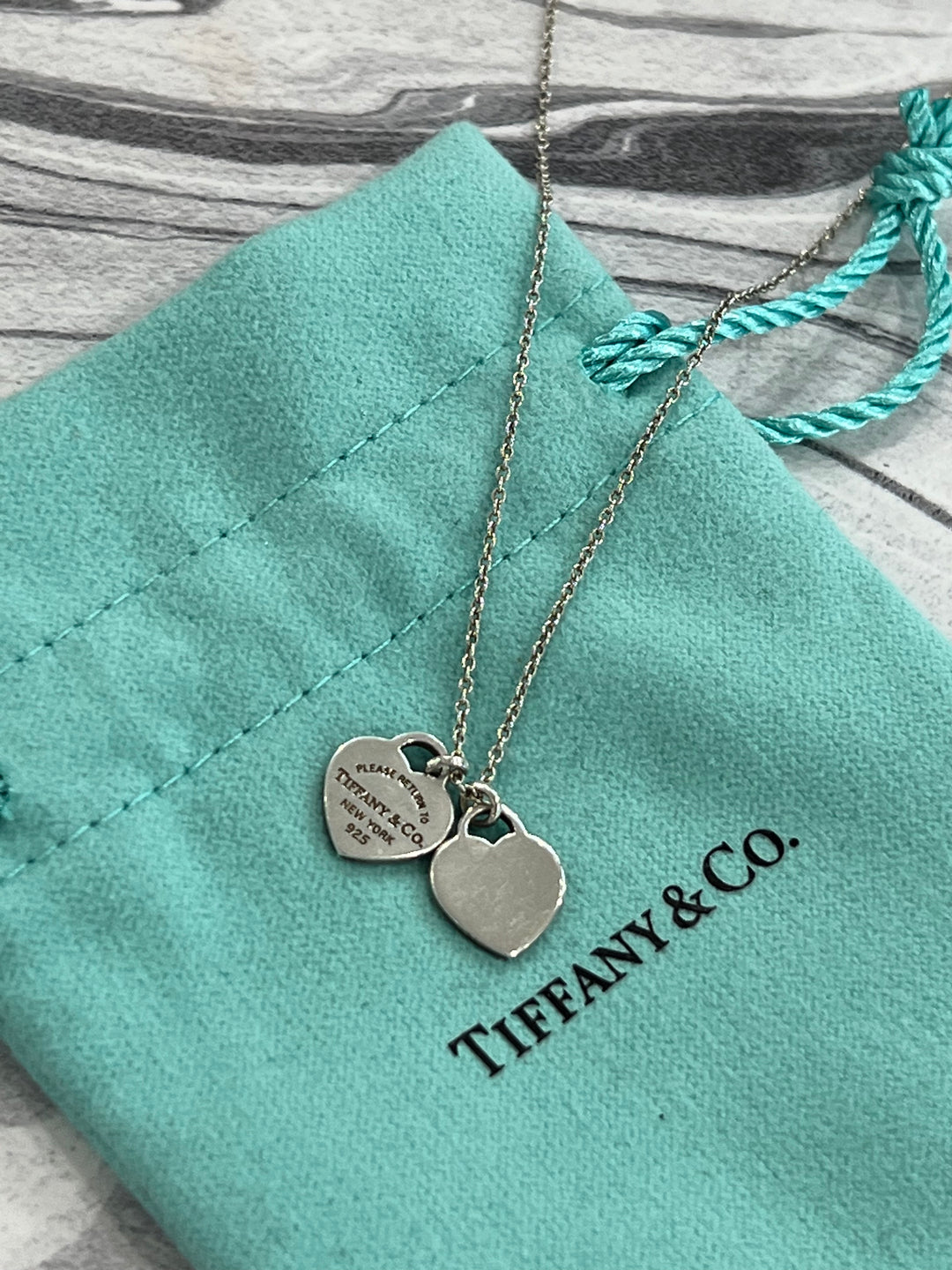 TIFFANY &amp; CO. RTT DOUBLE HEART STERLING SILVER NECKLACE