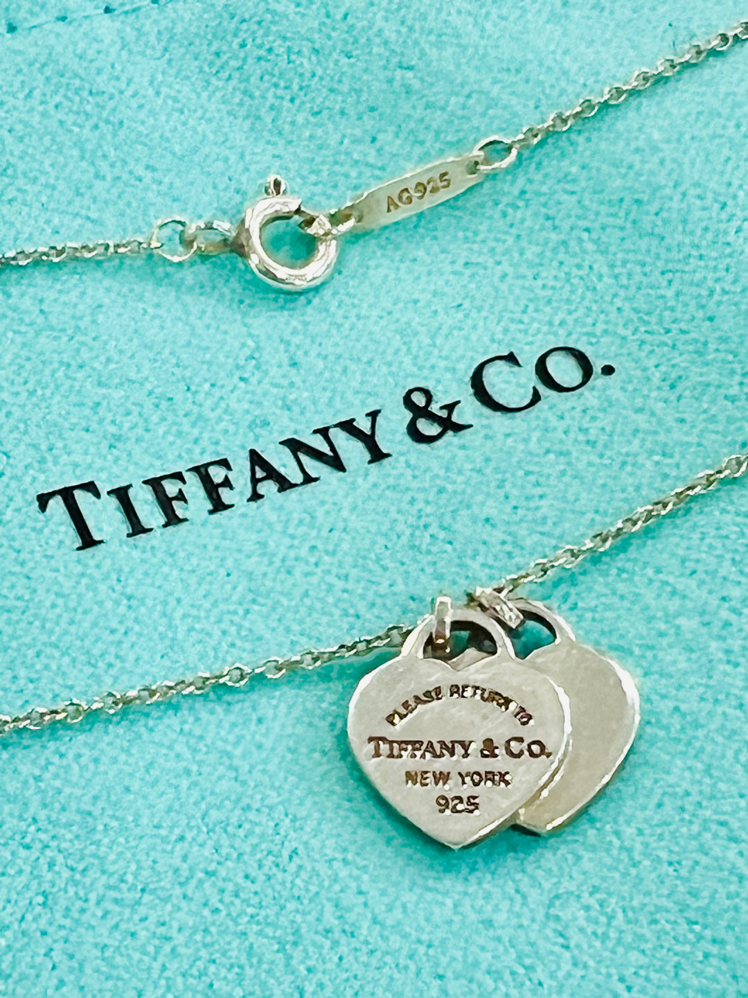 TIFFANY &amp; CO. RTT DOUBLE HEART STERLING SILVER NECKLACE