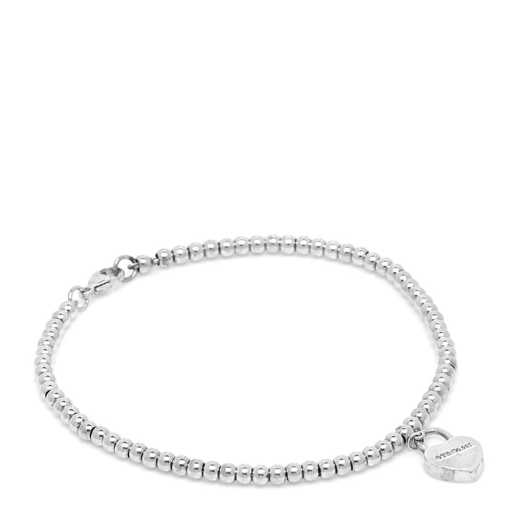 TIFFANY &amp; CO. STERLING SILVER RTT HEART LOCK BEAD BRACELET