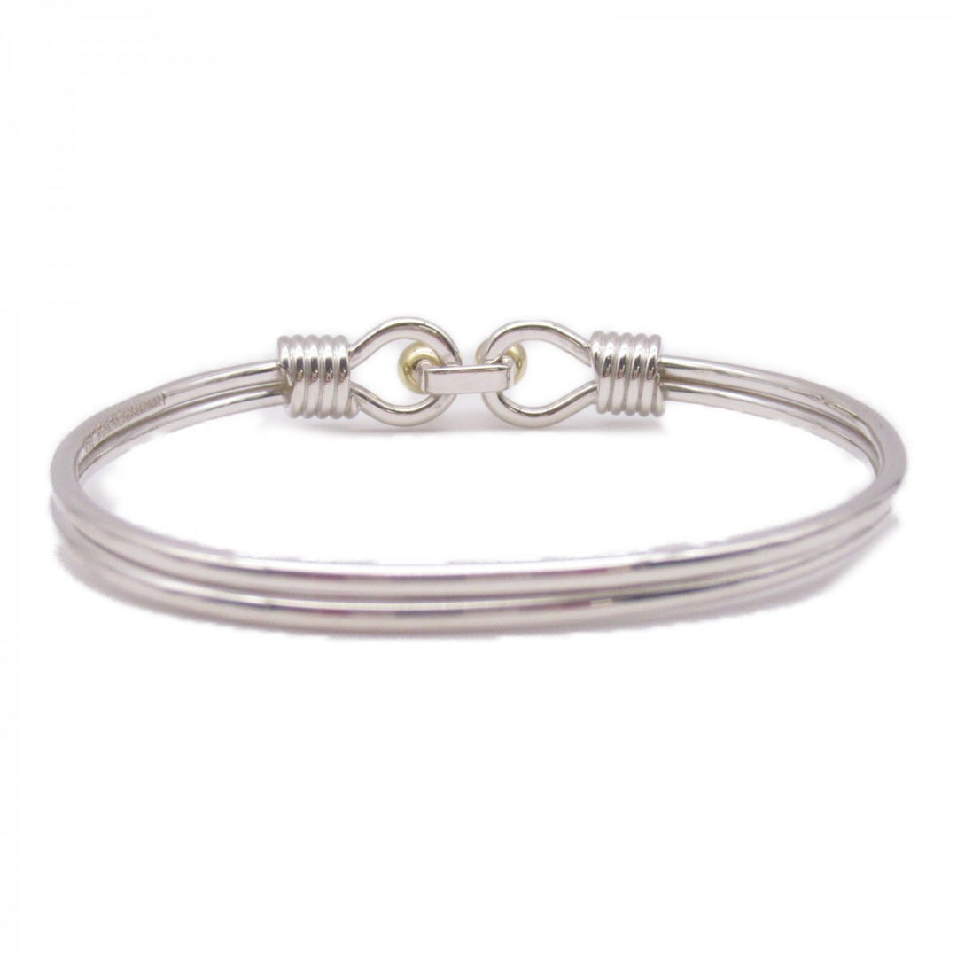 TIFFANY &amp; CO. SILVER 18K GOLD DOUBLE HOOK EYE BANGLE BRACELET