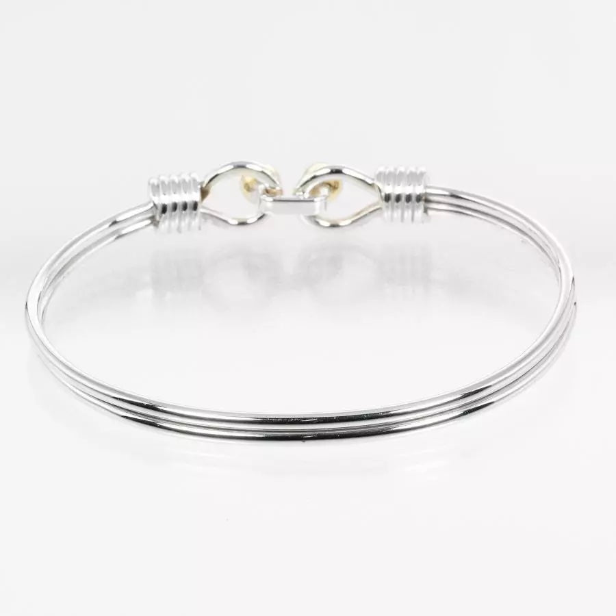 TIFFANY &amp; CO. SILVER 18K GOLD DOUBLE HOOK EYE BANGLE BRACELET