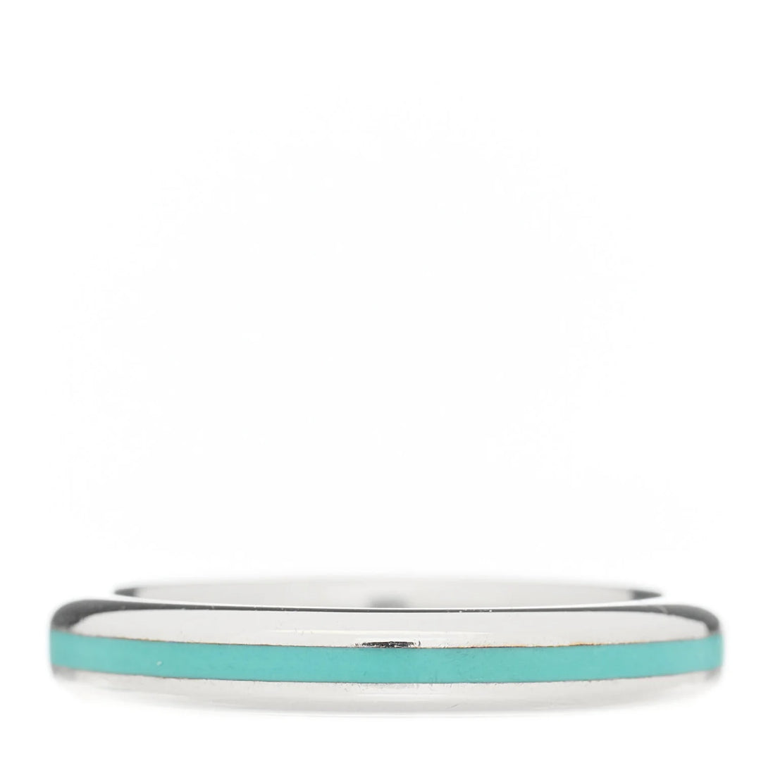 TIFFANY &amp; CO. STERLING SILVER BLUE ENAMEL BAND RING