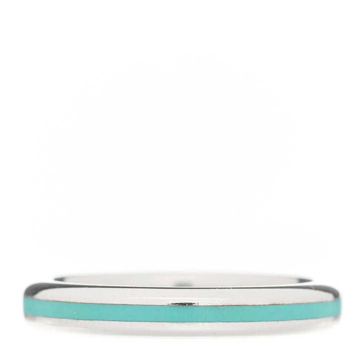 TIFFANY &amp; CO. STERLING SILVER BLUE ENAMEL BAND RING