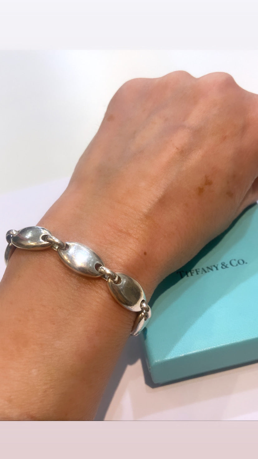 TIFFANY &amp; CO. VINTAGE STERLING SILVER PEBBLE LINK BRACELET