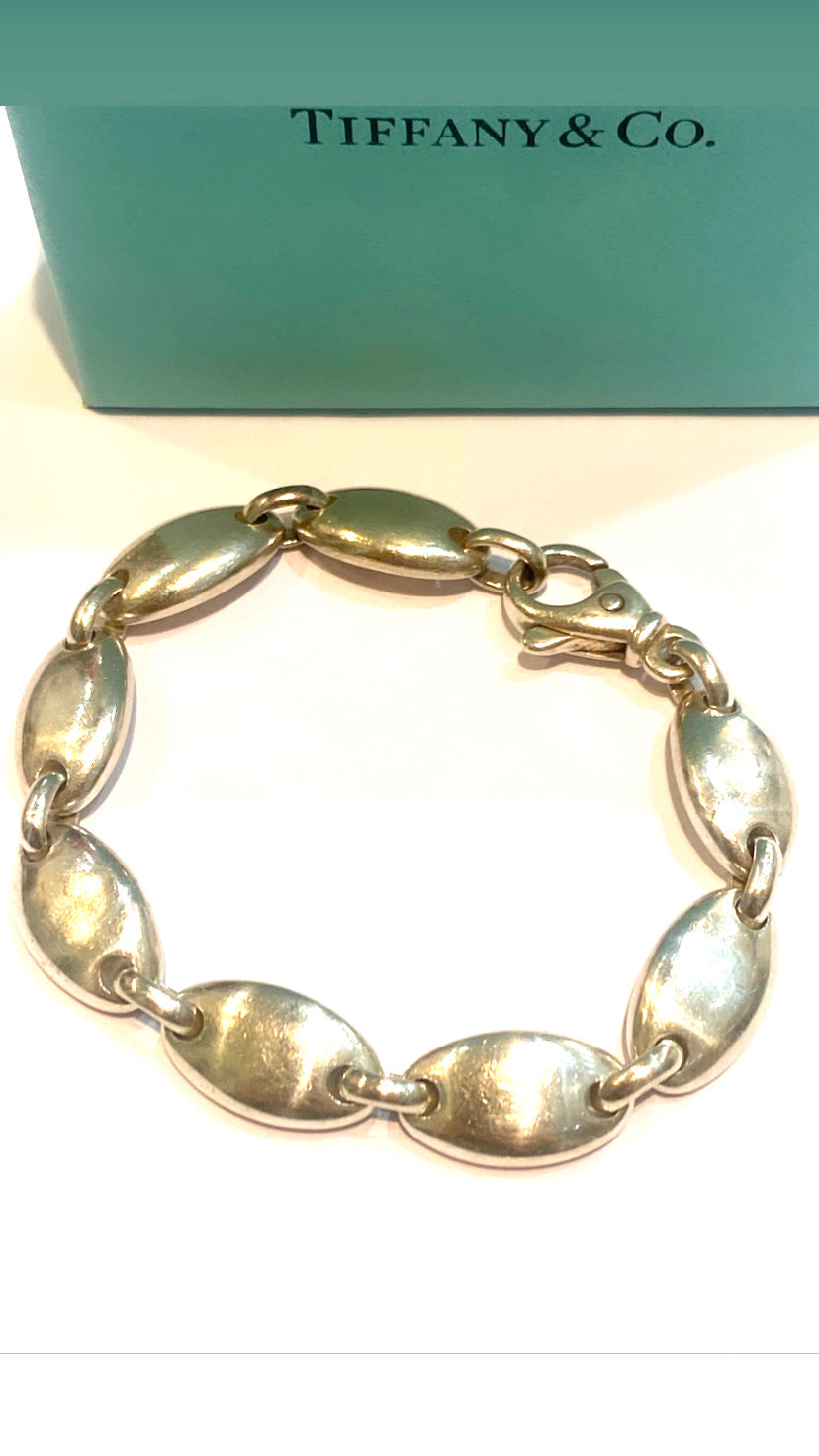 TIFFANY &amp; CO. VINTAGE STERLING SILVER PEBBLE LINK BRACELET