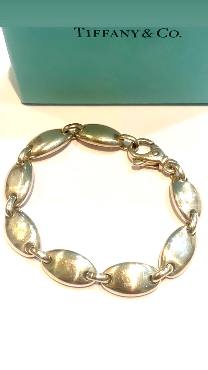 TIFFANY &amp; CO. VINTAGE STERLING SILVER PEBBLE LINK BRACELET