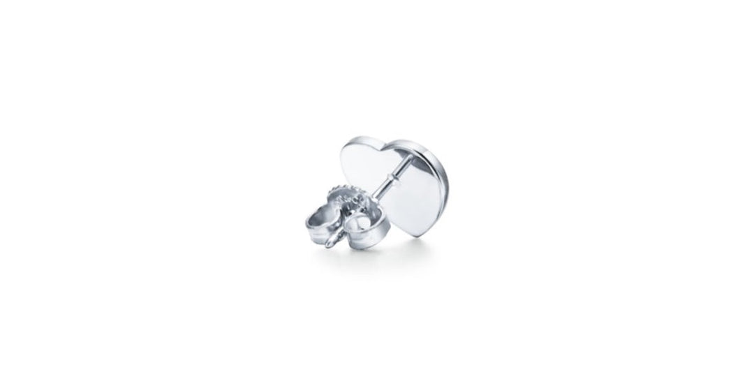 TIFFANY & CO. STERLING SILVER RTT HEART TAG STUD EARRINGS