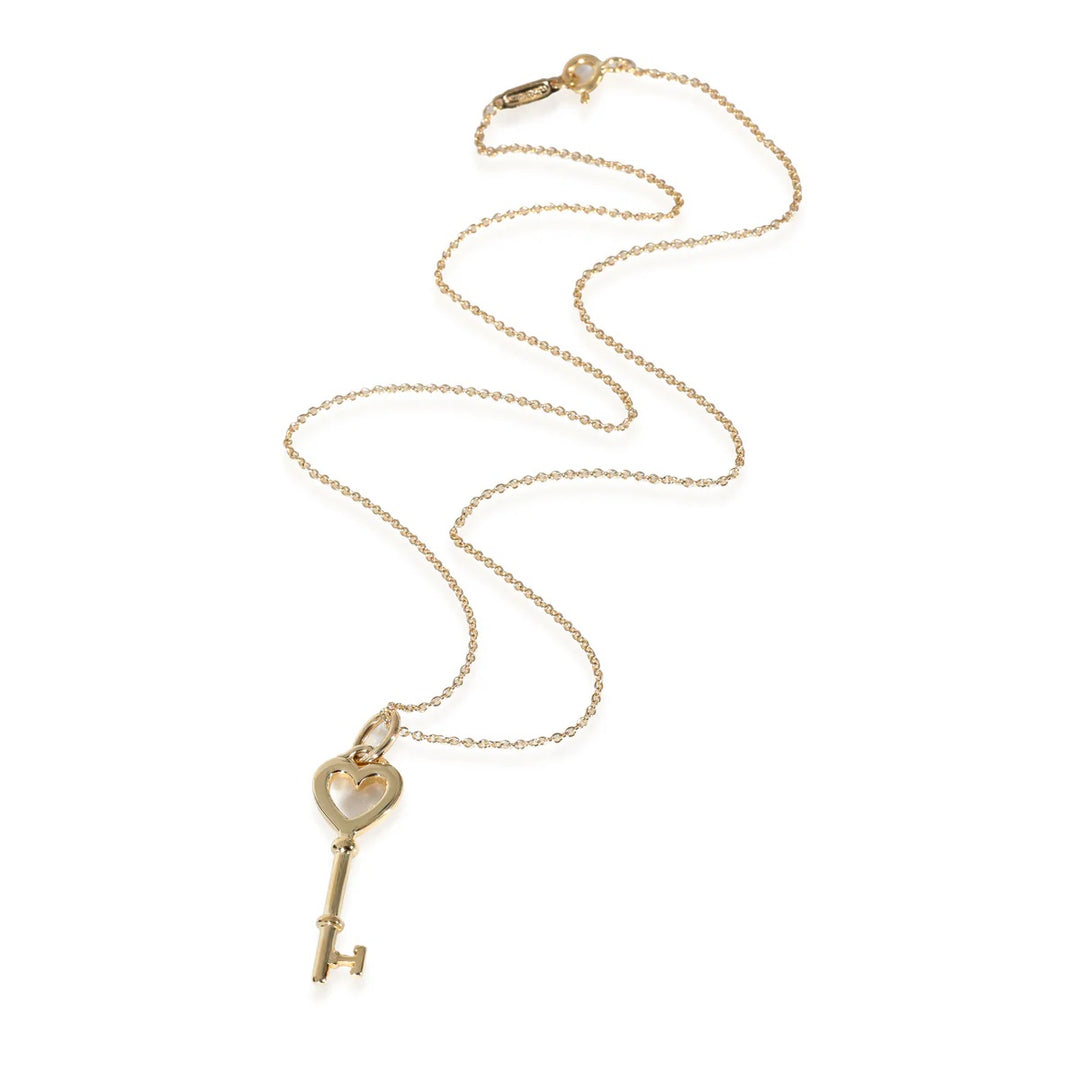 TIFFANY &amp; CO. HEART KEY 18K YELLOW GOLD NECKLACE