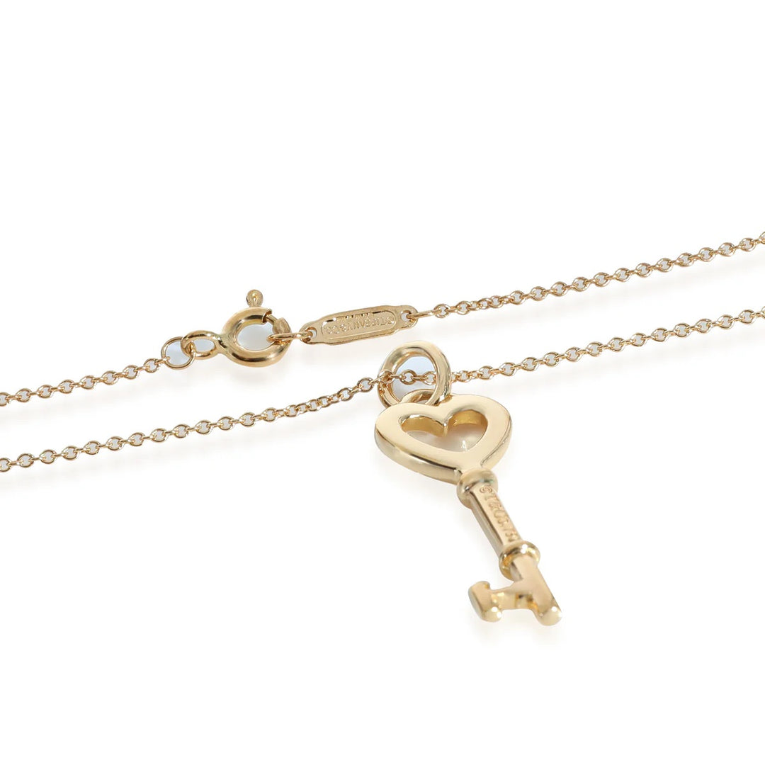 TIFFANY &amp; CO. HEART KEY 18K YELLOW GOLD NECKLACE