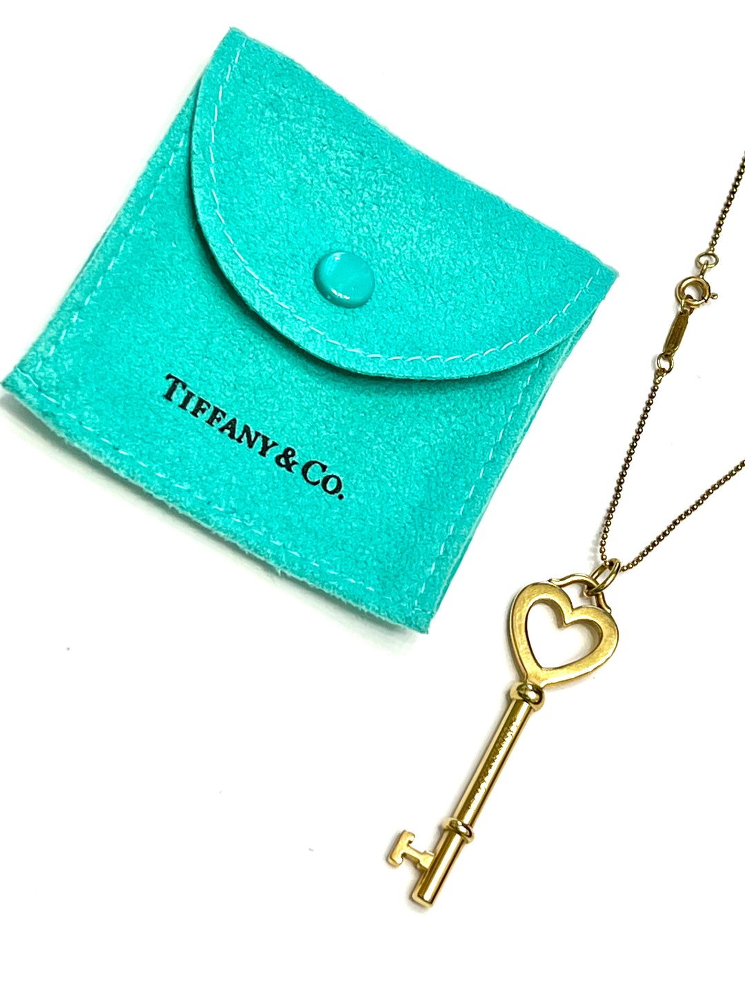 TIFFANY &amp; CO. HEART KEY 18K YELLOW GOLD NECKLACE