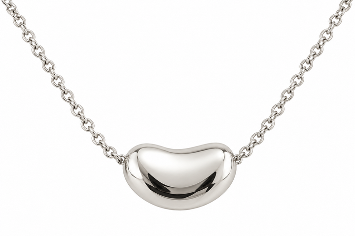 TIFFANY AND CO. STERLING SILVER ELSA PERETTI BEAN PENDANT NECKLACE