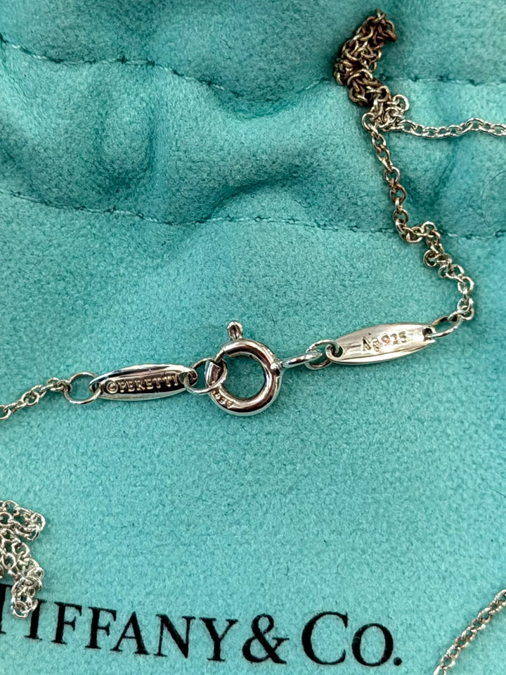TIFFANY AND CO. STERLING SILVER ELSA PERETTI BEAN PENDANT NECKLACE