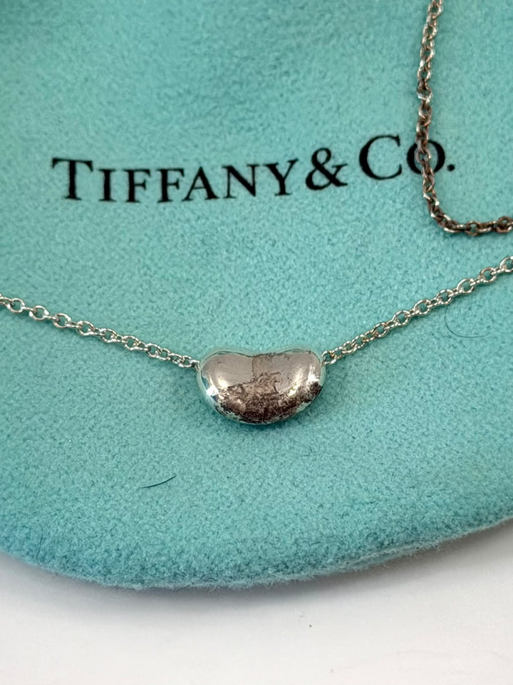 TIFFANY AND CO. STERLING SILVER ELSA PERETTI BEAN PENDANT NECKLACE