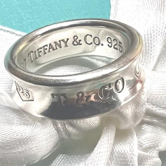 TIFFANY &amp; CO. STERLING SILVER CONCAVE BAND 1837 RING