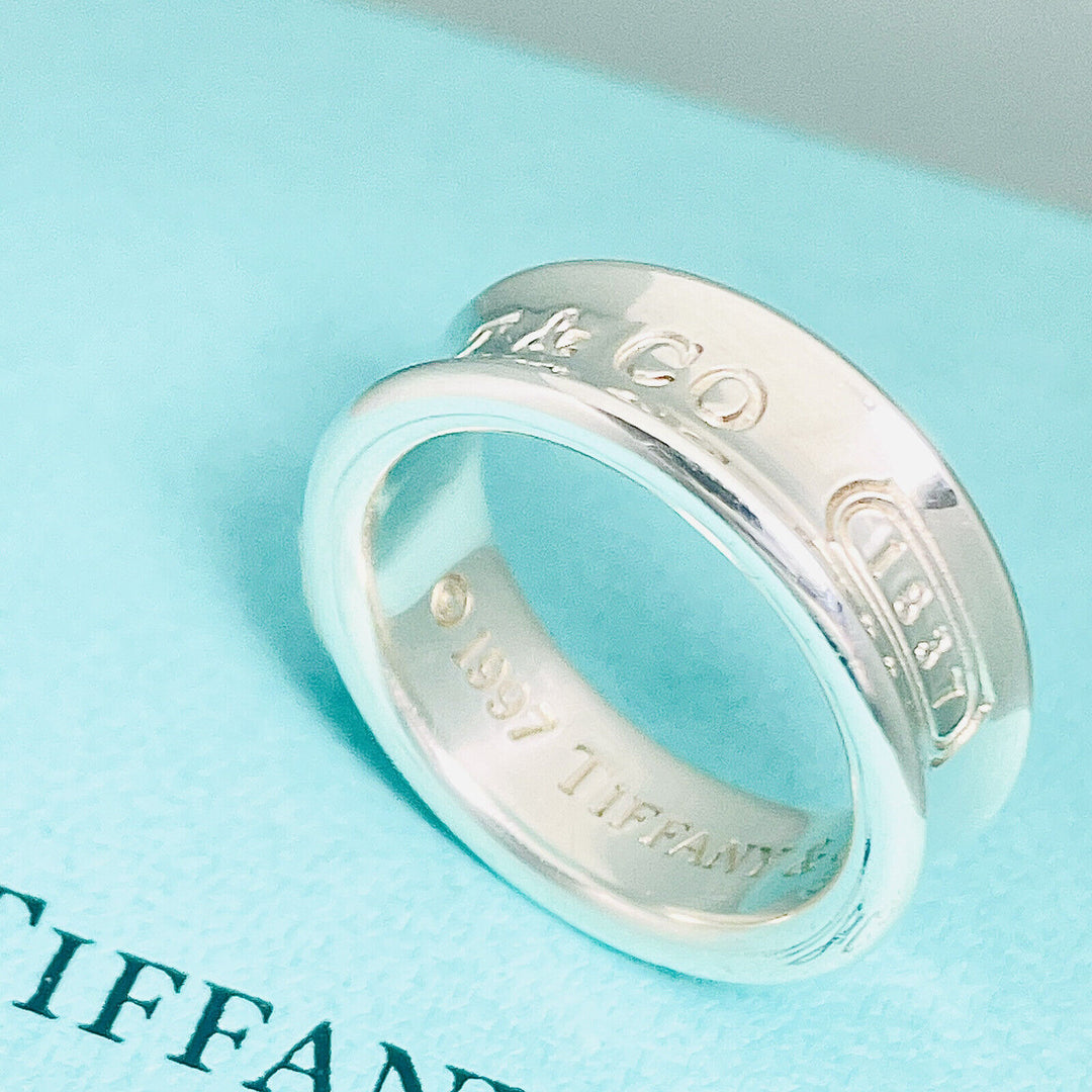 TIFFANY &amp; CO. STERLING SILVER CONCAVE BAND 1837 RING