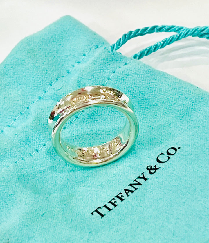 TIFFANY &amp; CO. STERLING SILVER CONCAVE BAND 1837 RING