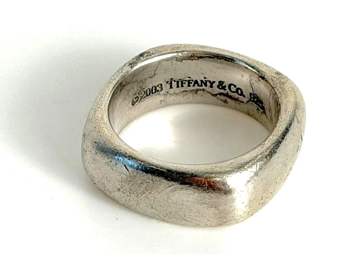 TIFFANY &amp; CO. 2003 STERLING SILVER SQUARE CUSHION BAND RING