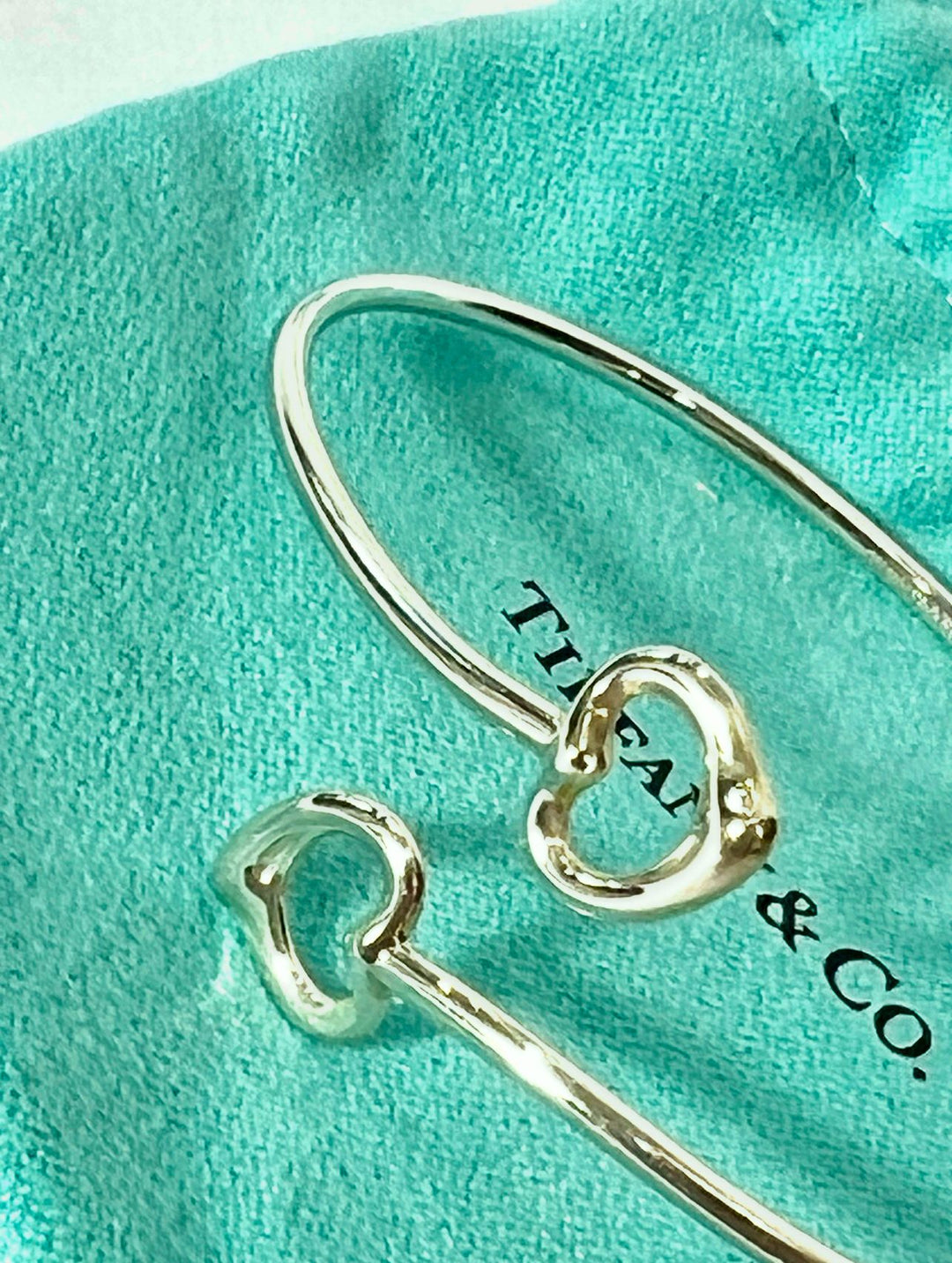 TIFFANY &amp; CO. ELSA PERETTI STERLING SILVER 925 DOUBLE OPEN HEART BRACELET