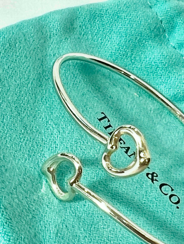 TIFFANY &amp; CO. ELSA PERETTI STERLING SILVER 925 DOUBLE OPEN HEART BRACELET