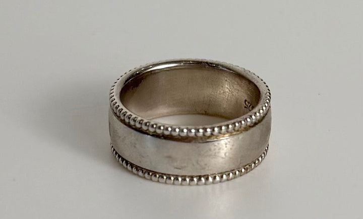 TIFFANY &amp; CO. STERLING SILVER I LOVE YOU BEADED EDGE RING