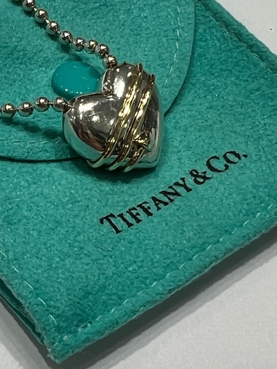 TIFFANY &amp; CO. STERLING 18K GOLD HEART PENDANT