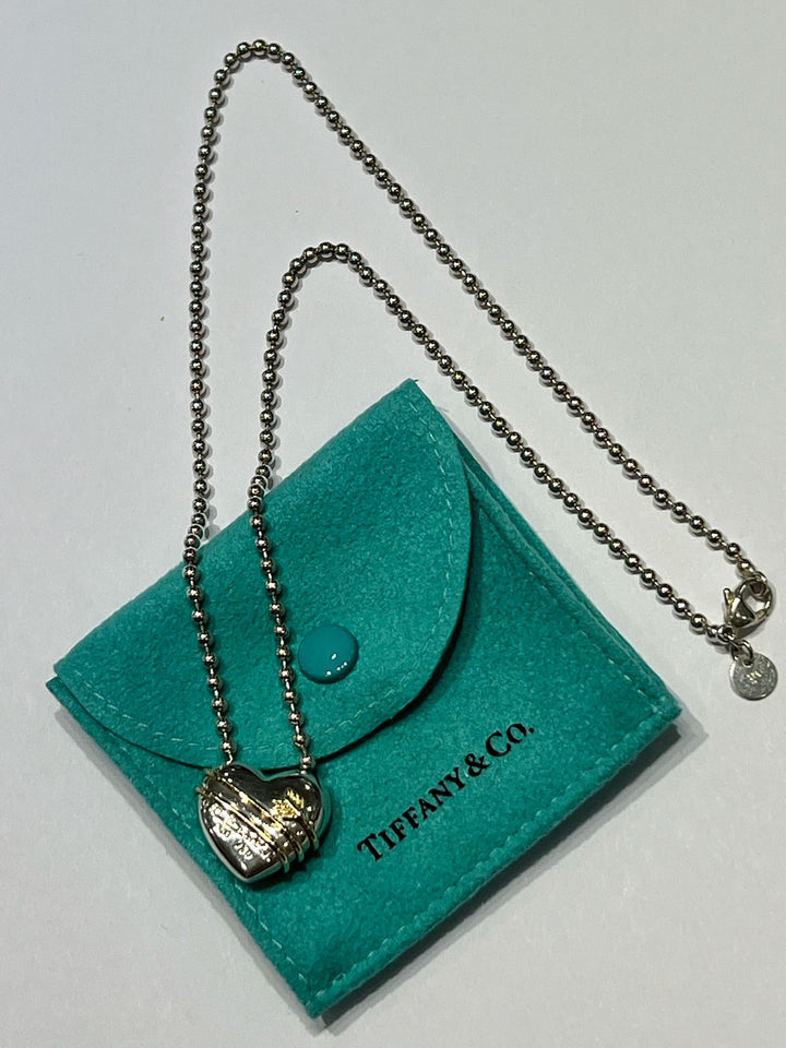 TIFFANY &amp; CO. STERLING 18K GOLD HEART PENDANT