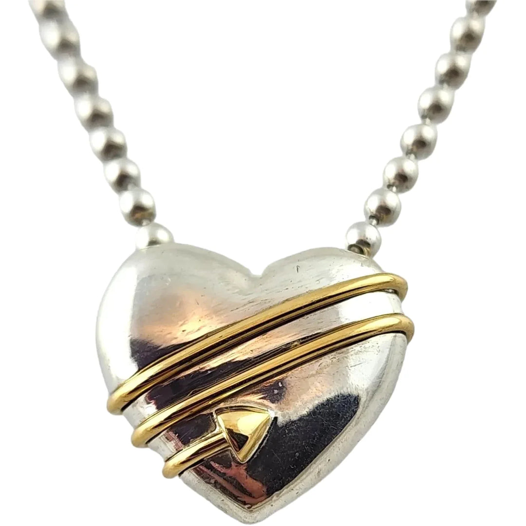 TIFFANY &amp; CO. STERLING 18K GOLD HEART PENDANT