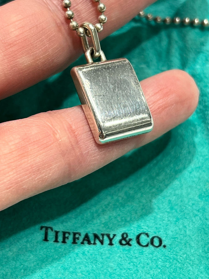 TIFFANY &amp; CO. STERLING SILVER 1837 SQUARE PENDANT