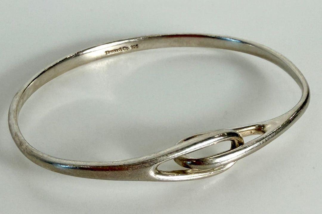TIFFANY &amp; CO. STERLING SILVER 925 DOUBLE LOOP BANGLE BRACELET