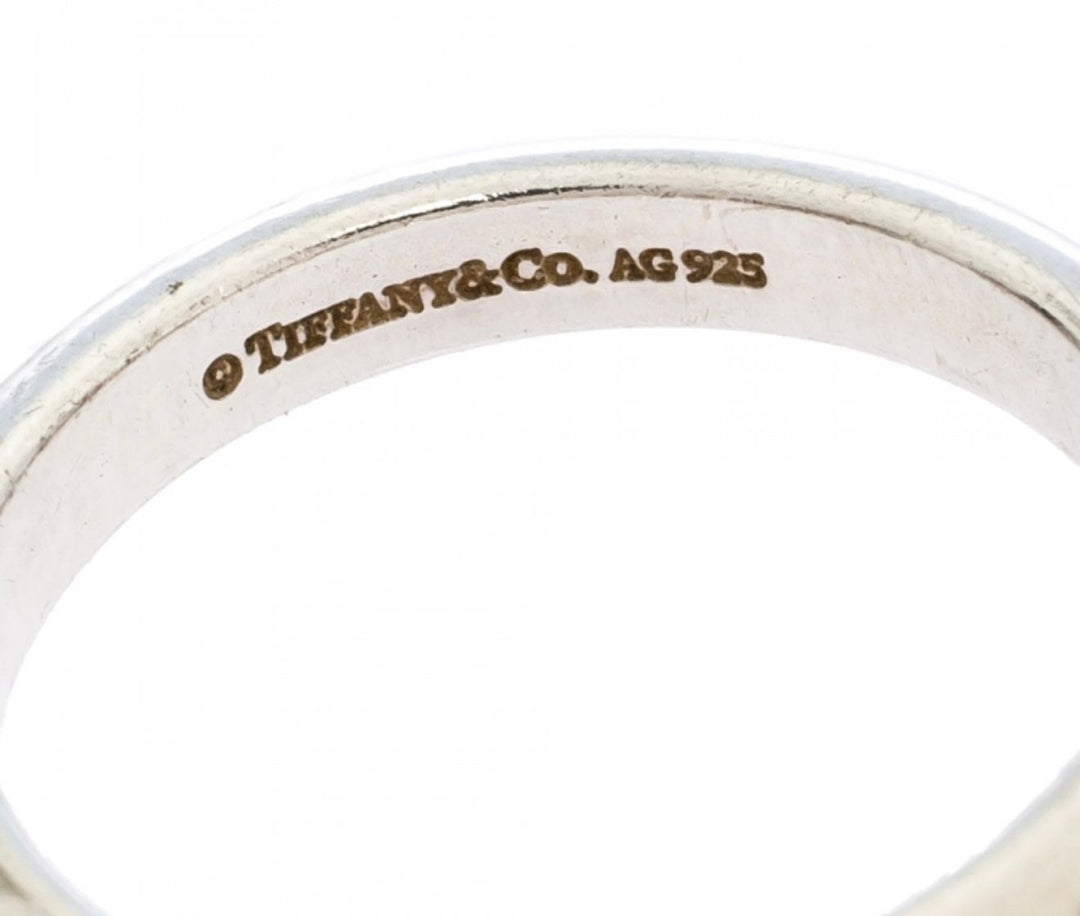TIFFANY &amp; CO. STERLING SILVER BLUE ENAMEL BAND RING