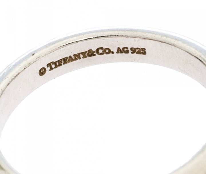 TIFFANY &amp; CO. STERLING SILVER BLUE ENAMEL BAND RING