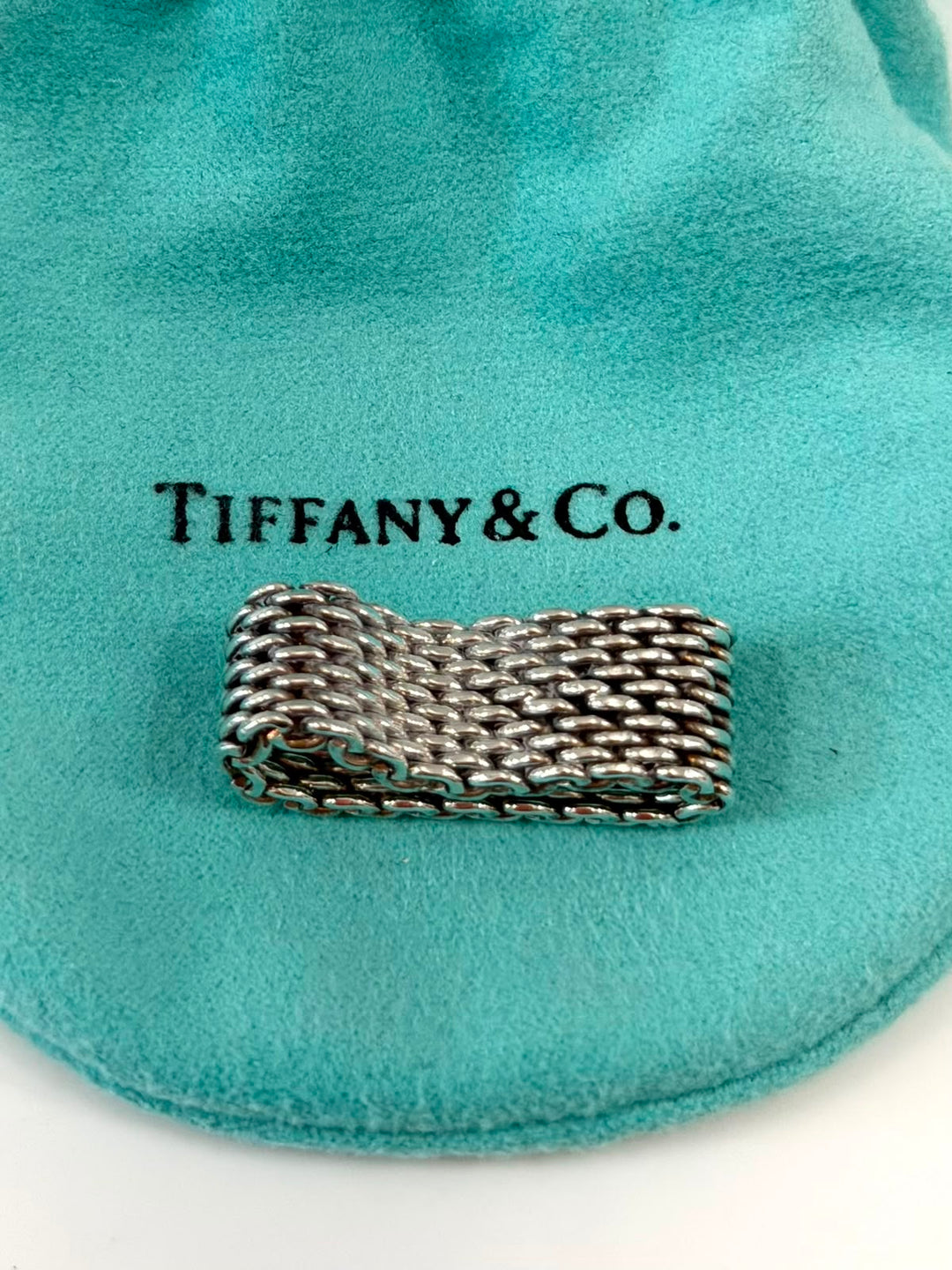 TIFFANY &amp; CO. SOMERSET MESH WEAVE STERLIG SILVER RING