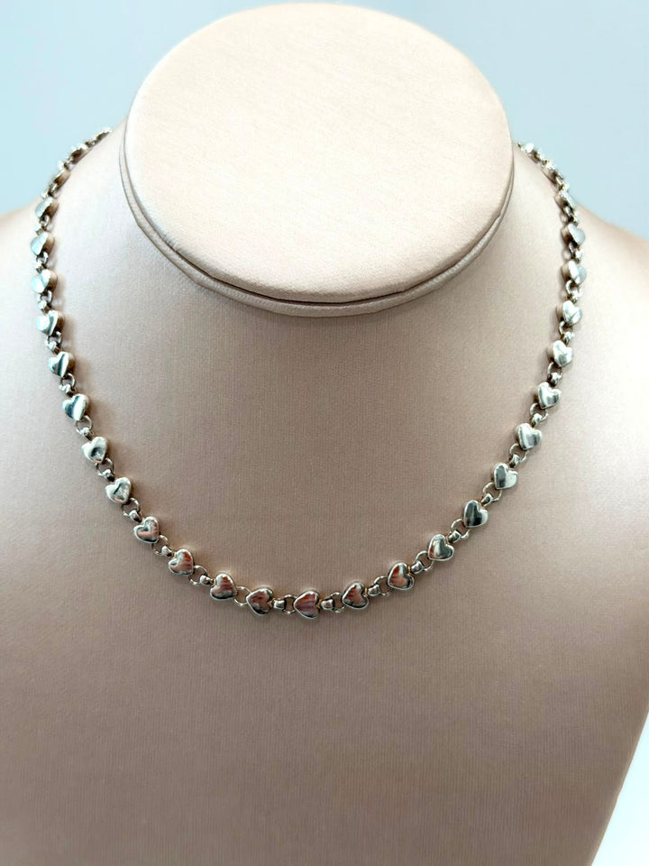 TIFFANY &amp; CO. VINTAGE STERLING SILVER HEART LINK NECKLACE