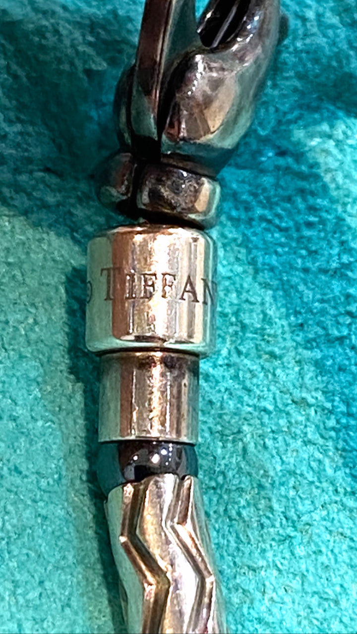 TIFFANY &amp; CO. HEMATITE &amp; AZTEC CARVED STERLING SILVER BRACELET