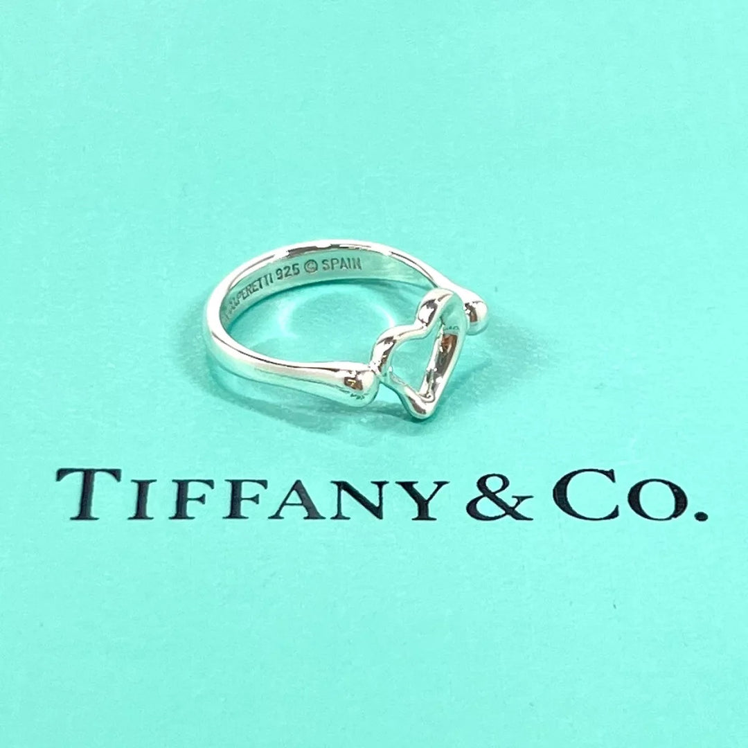 TIFFANY &amp; CO. OPEN HEART ELSA PERETTI STERLING SILVER RING