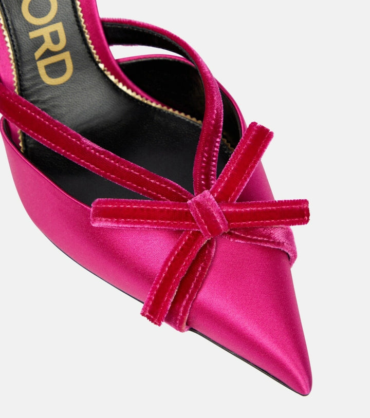 TOM FORD BOW 105 SATIN &amp; VELVET SLINGBACK PUMPS