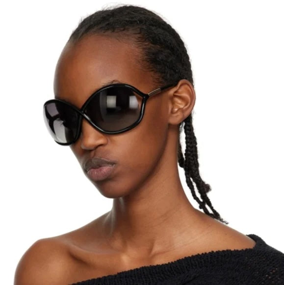 TOM FORD BLACK SMOKE FRAME GRADIENT TINT WHITNEY SUNGLASSES
