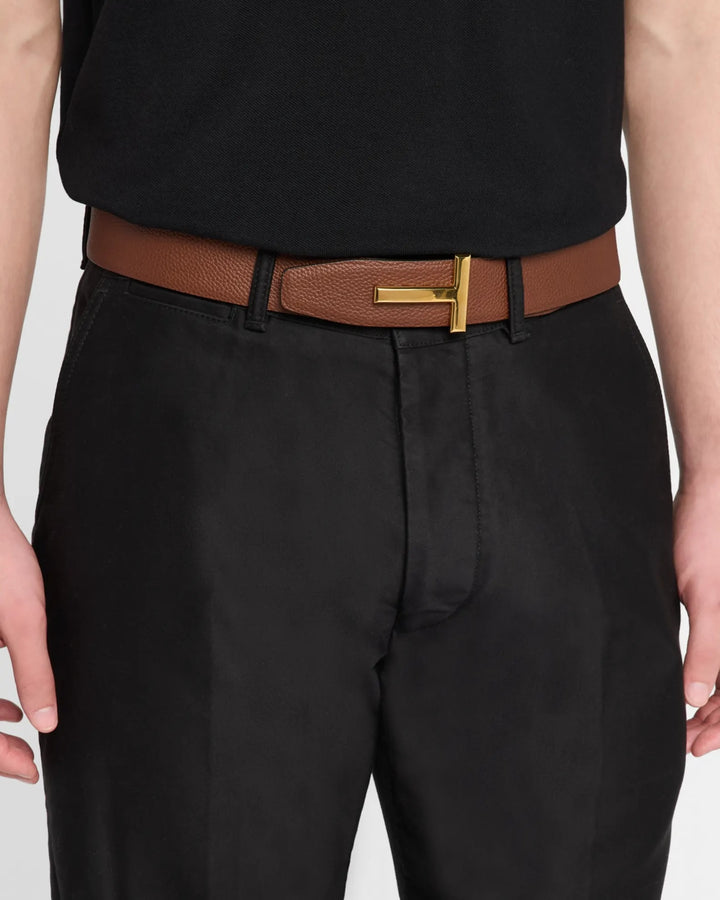TOM FORD T BUCKLE LEATHER REVERSIBLE BELT
