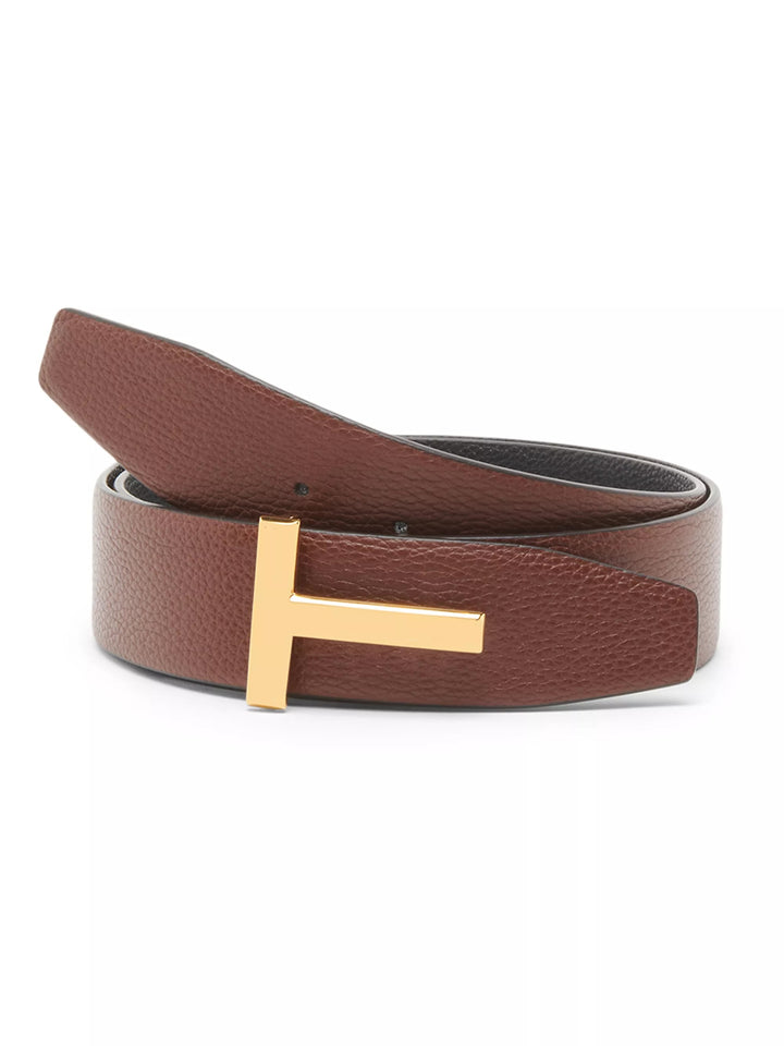 TOM FORD T BUCKLE LEATHER REVERSIBLE BELT
