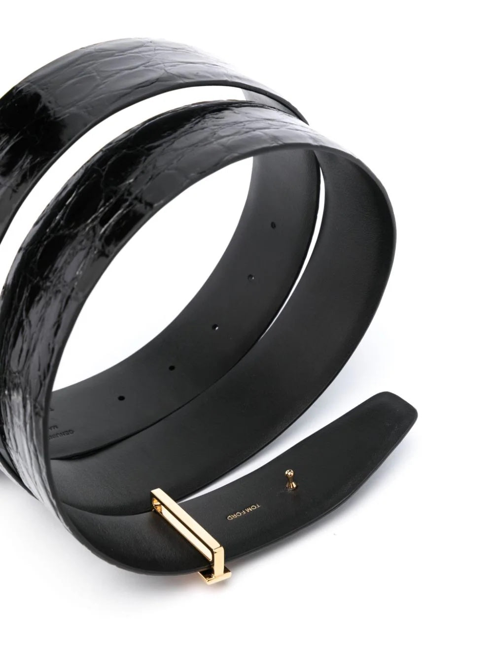 TOM FORD T BUCKLE CROC EMBOSSED REVERSIBLE BELT