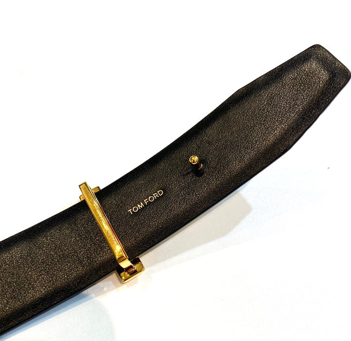TOM FORD T BUCKLE CROC EMBOSSED REVERSIBLE BELT