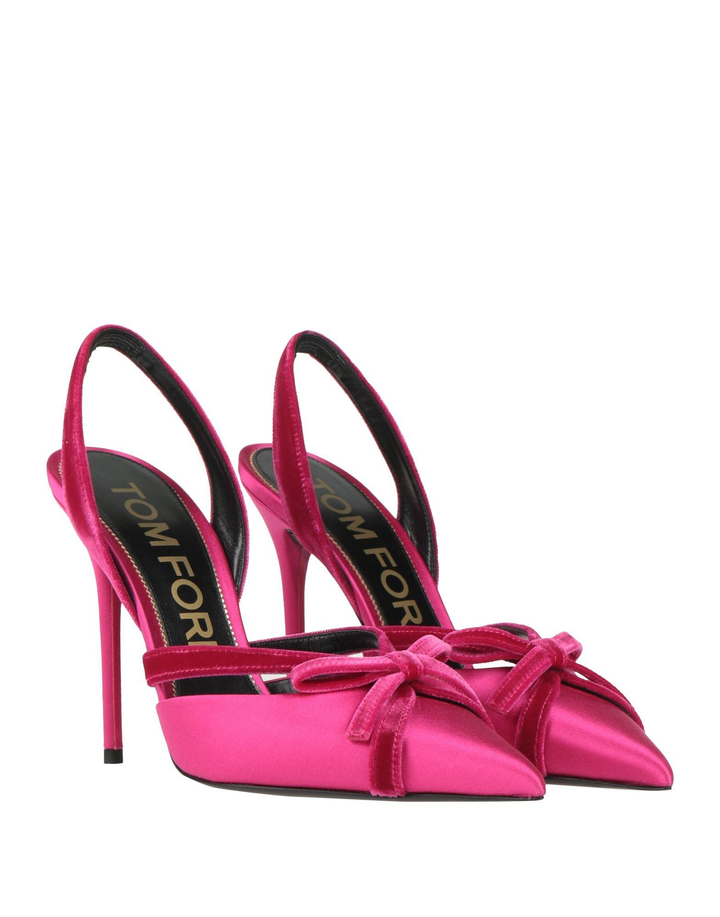 TOM FORD BOW 105 SATIN &amp; VELVET SLINGBACK PUMPS