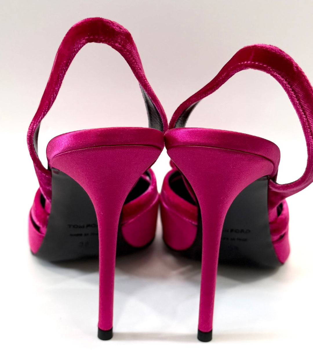TOM FORD BOW 105 SATIN &amp; VELVET SLINGBACK PUMPS