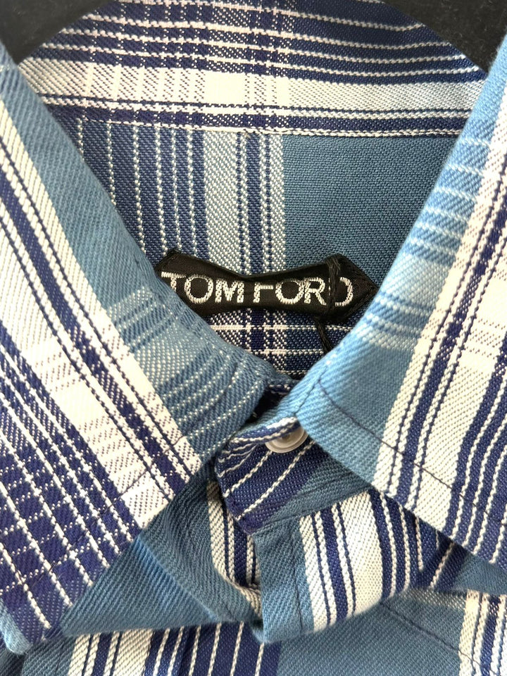 TOM FORD WESTERN PLAID BUTTON-DOWN MEN&