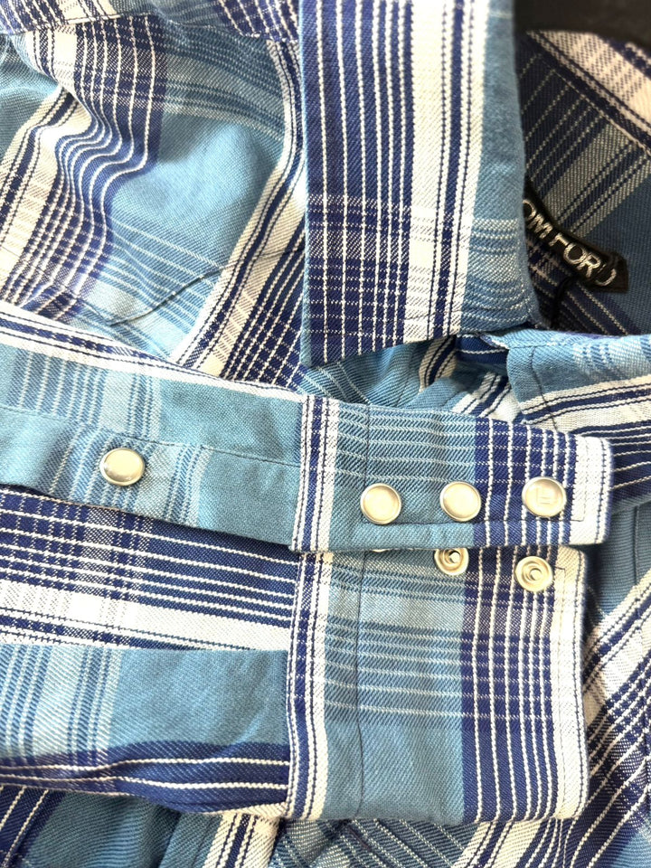 TOM FORD WESTERN PLAID BUTTON-DOWN MEN&